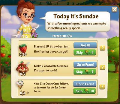 farmville 2 frozen fun: today it's sundae part 5 of 8 tasks